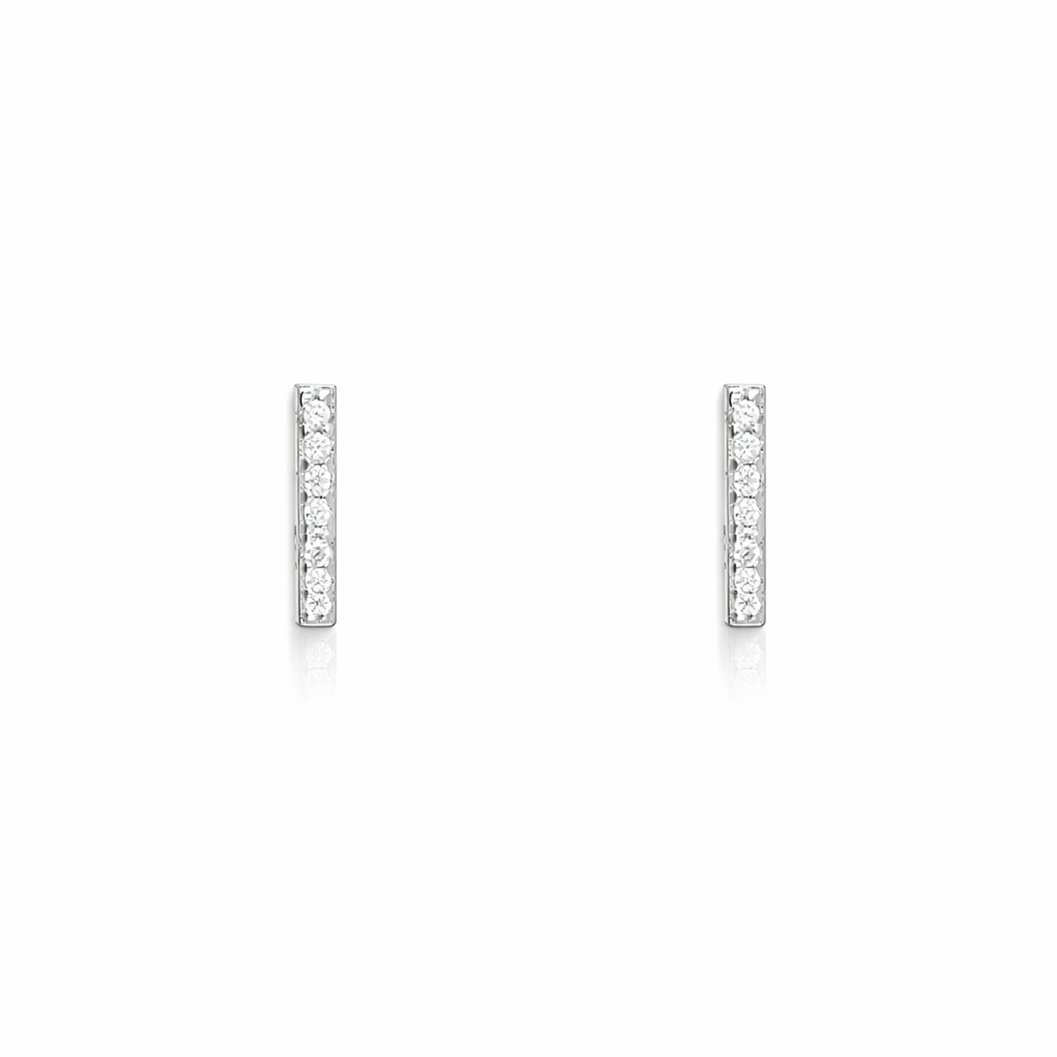Melchior Jewellery sterling silver letter I stud earrings with sparkling clear stones and polished finish