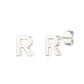 Melchior Jewellery sterling silver letter R earrings in polished finish with butterfly backs