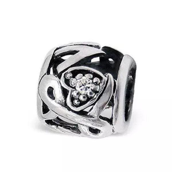 Melchior Jewellery sterling silver love charm bead with intricate heart and swirl design