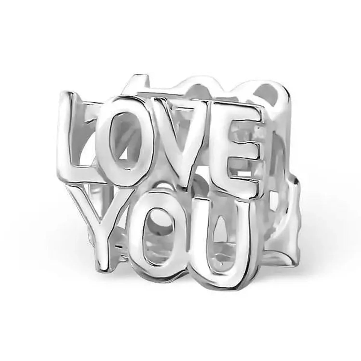 Melchior Jewellery sterling silver love charm with LOVE YOU text design charm bead
