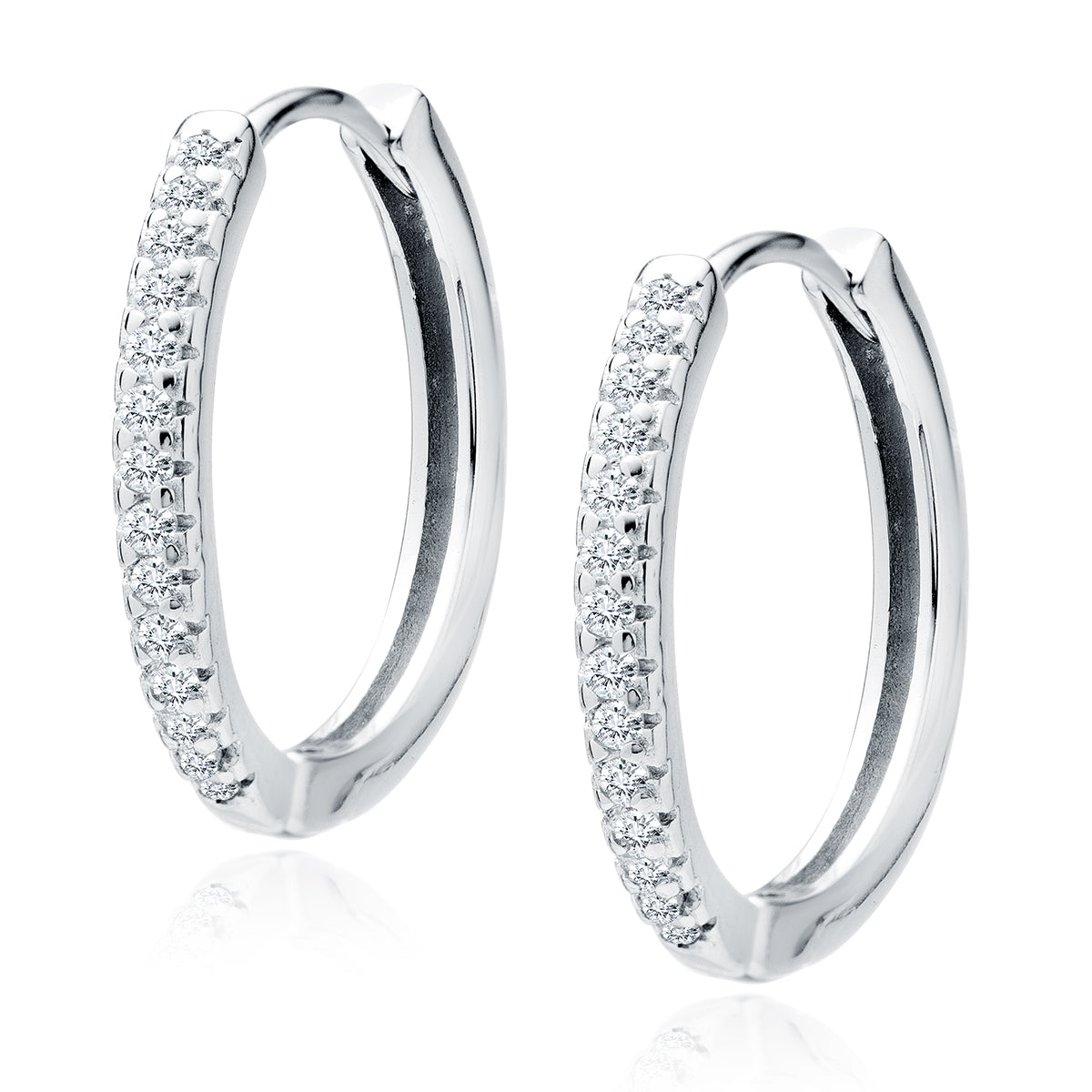Melchior Jewellery Sterling Silver Luxe Halo Huggies women's earrings with sparkling stones