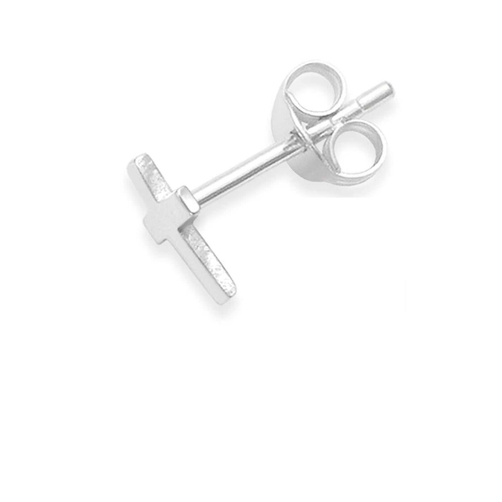 Melchior Jewellery sterling silver mens cross stud earring with polished finish and butterfly back