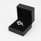 Melchior Jewellery sterling silver mum ring with heart design displayed in black gift box