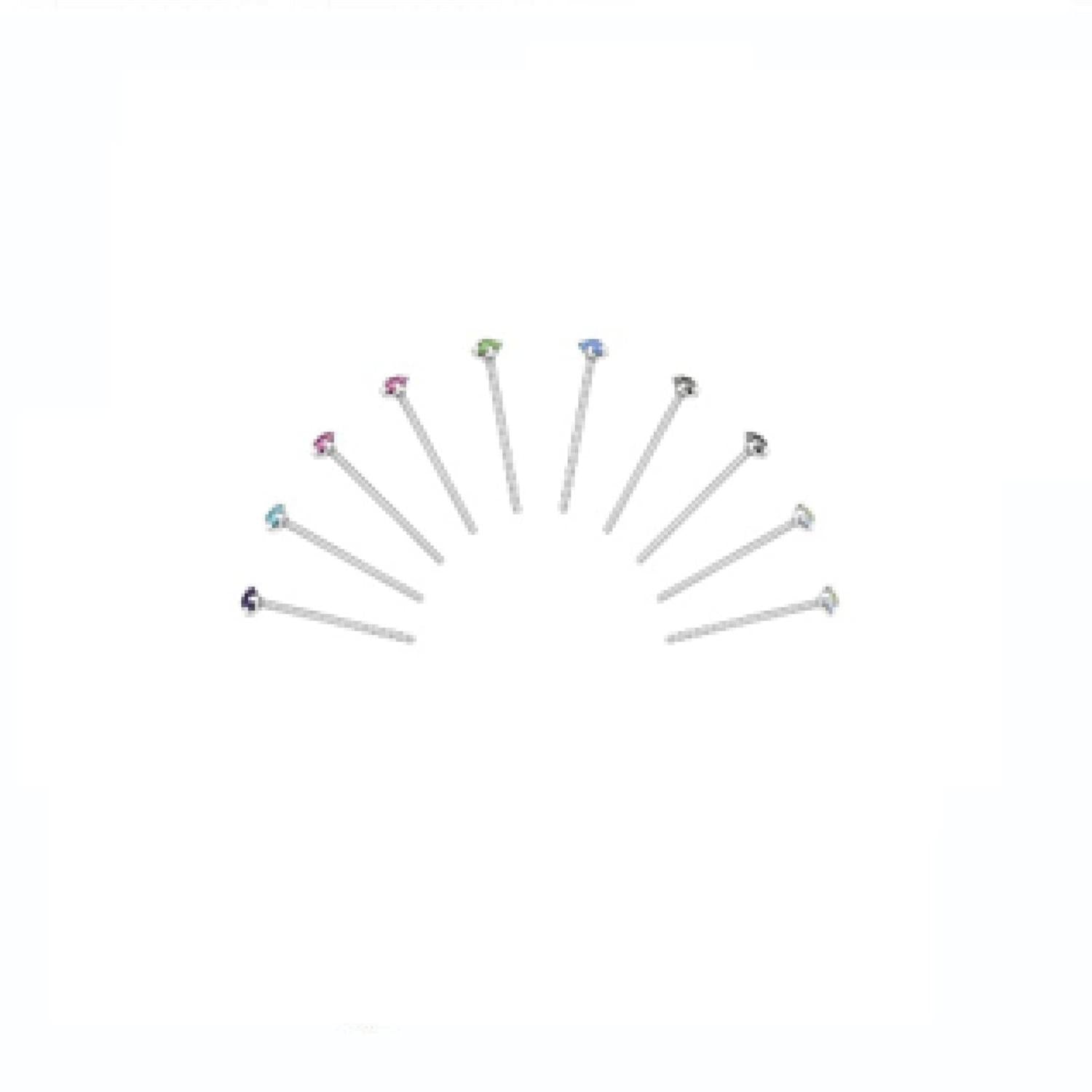 Melchior Jewellery sterling silver nose studs set with multicoloured gemstones arranged in a fan shape