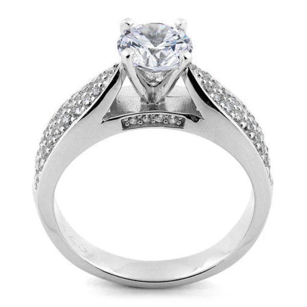 Sterling Silver Pave Engagement Clear CZ Ring - Melchior Jewellery 