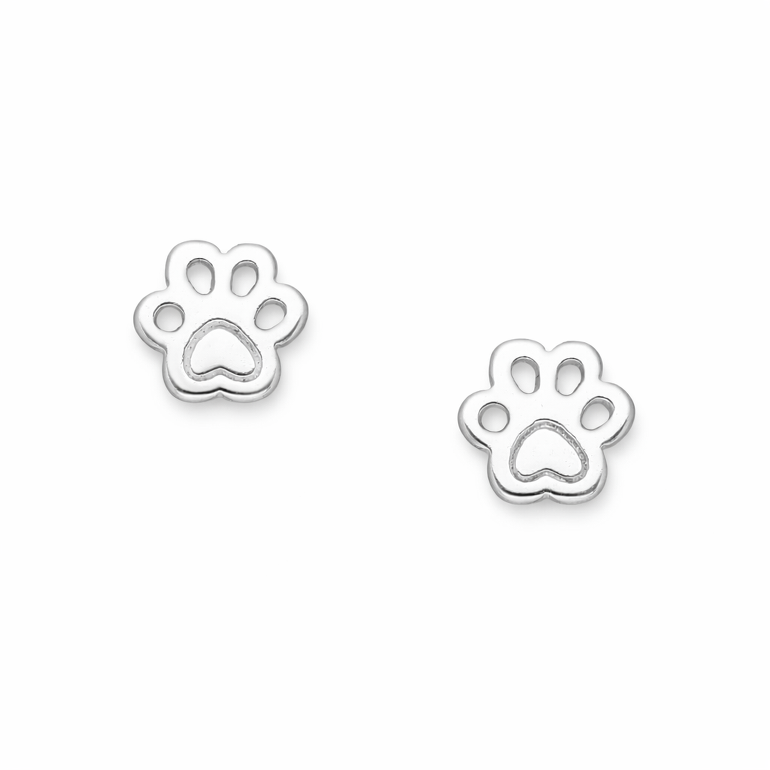 Sterling silver paw print earrings for woman by Melchior Jewellery delicate and lightweight design