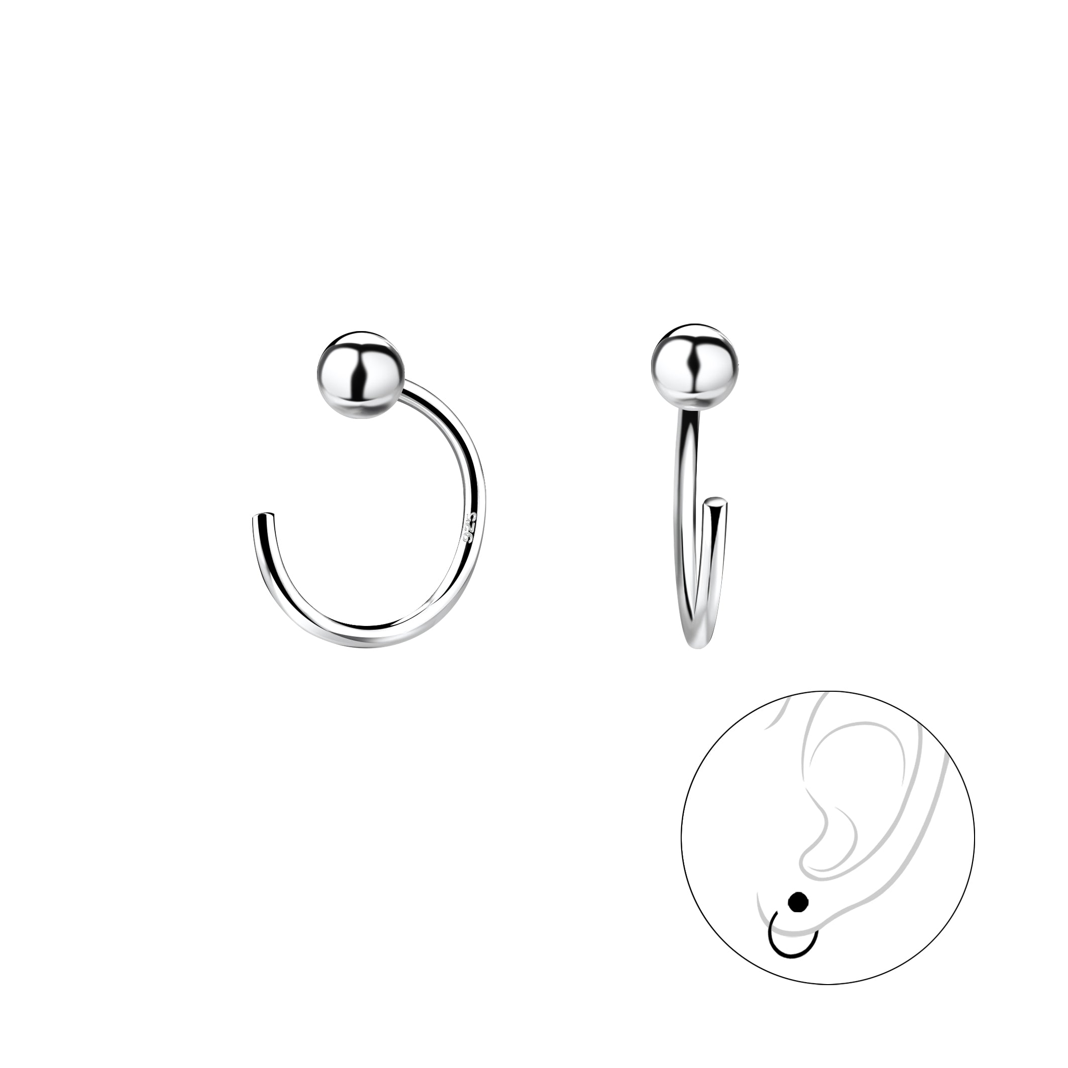 Melchior Jewellery sterling silver pearl ear huggers childrens earrings with simple ball design