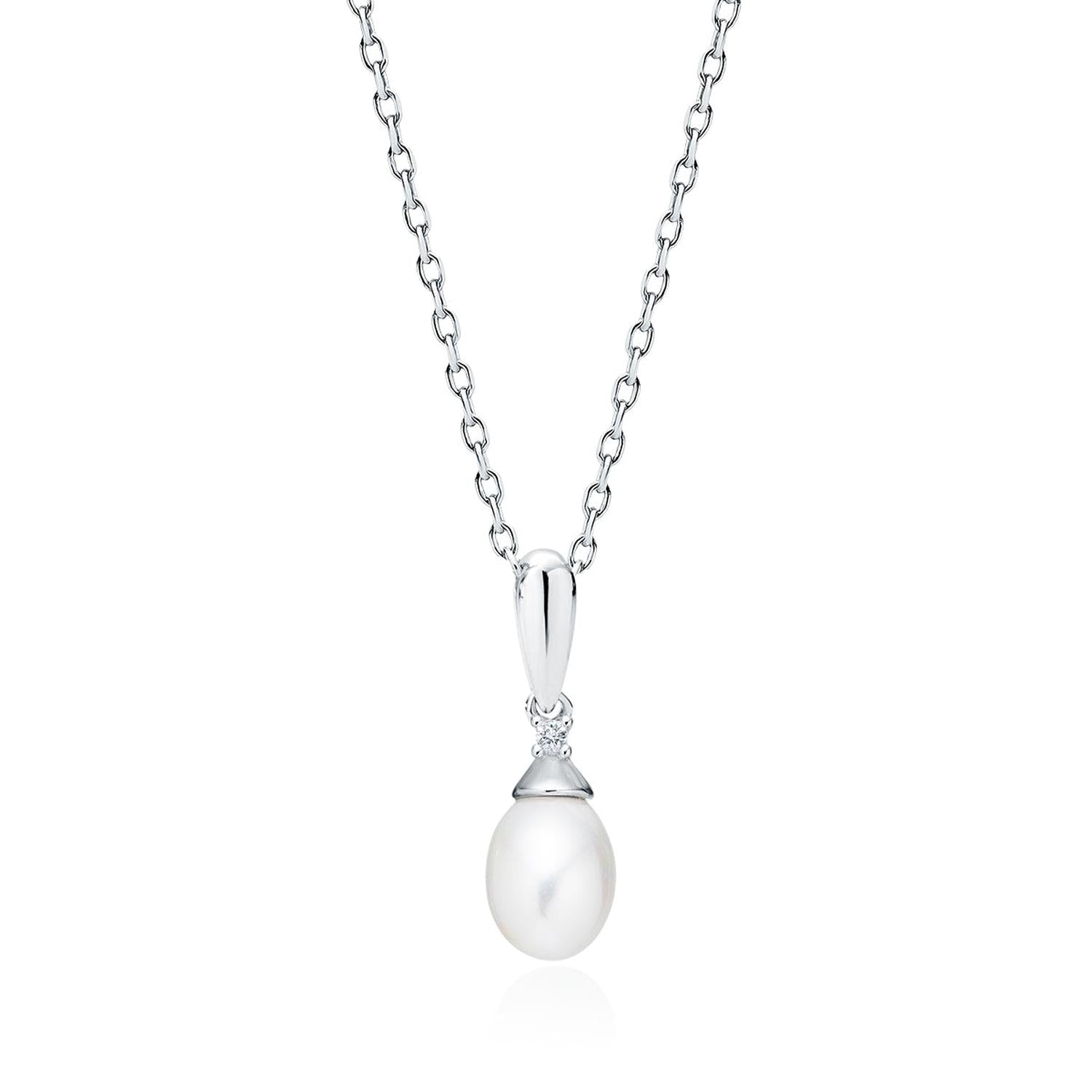 Sentiell sterling silver pearl pendant necklace with delicate chain and elegant white pearl drop