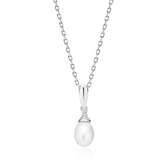 Sentiell sterling silver pearl pendant necklace with delicate chain and elegant white pearl drop