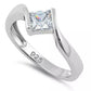 Sterling silver princess cut engagement ring by Melchior Jewellery with sleek polished band