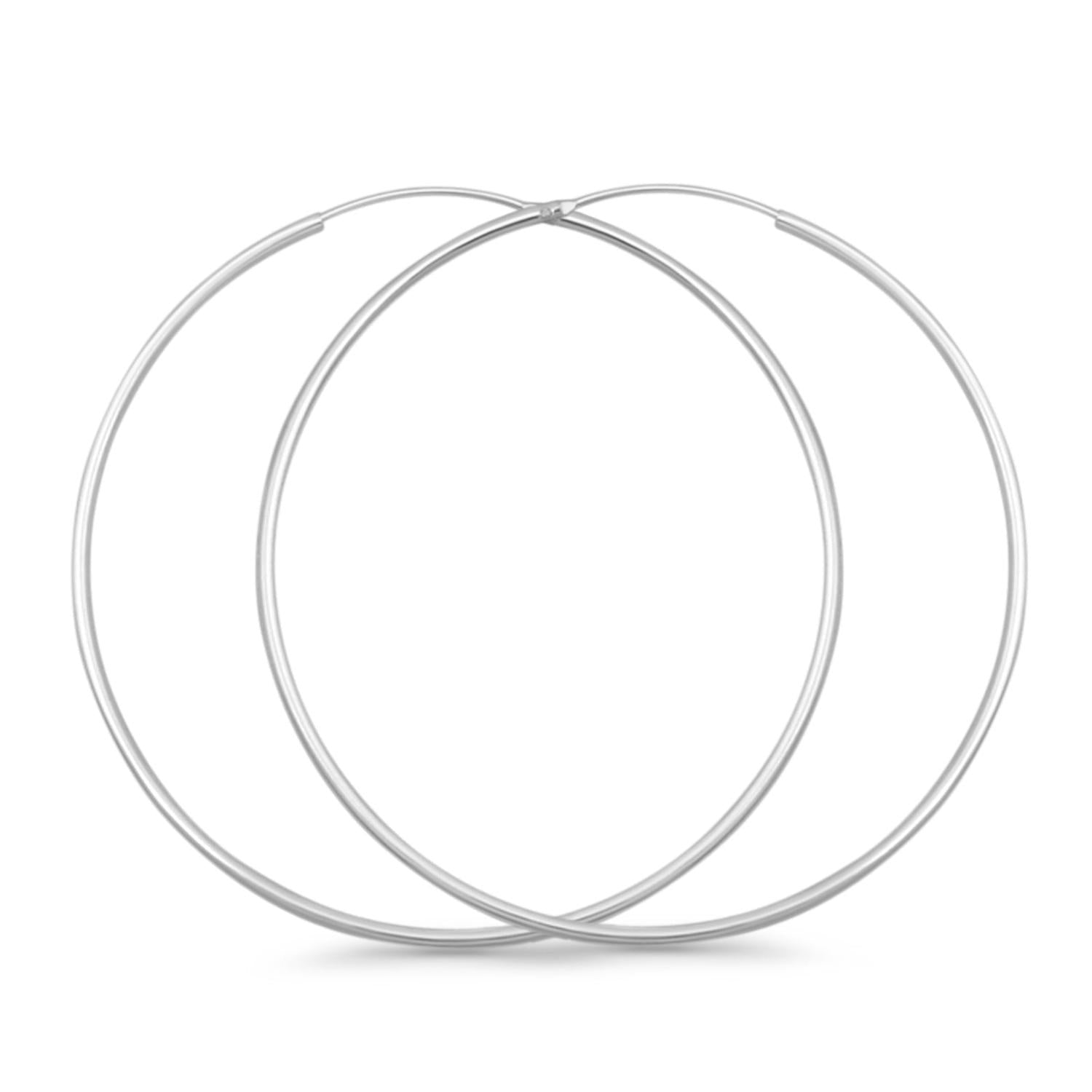Melchior Jewellery women sterling silver rhodium plated hoop earrings large thin classic pair