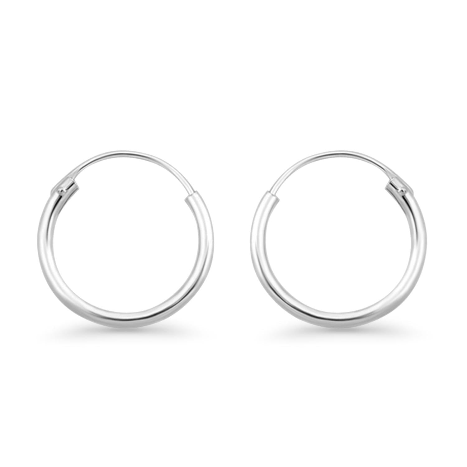 Melchior Jewellery sterling silver rhodium plated hoop earrings polished small hoop pair