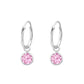 Melchior Jewellery sterling silver round hoop earrings for girls with pink crystal charm