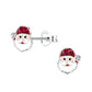 Sterling silver Santa earrings for children by Melchior Jewellery with red and white enamel details