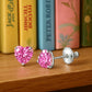 Melchior Jewellery sterling silver screw back earrings for kids with pink heart-shaped stones