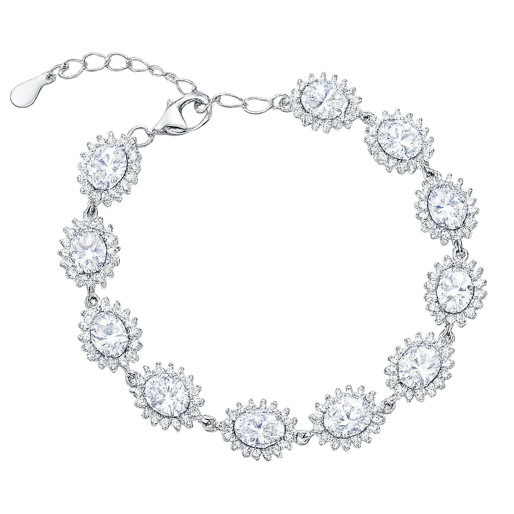Melchior Jewellery Sterling Silver Sparkling White CZ Bracelet with round cubic zirconia stones
