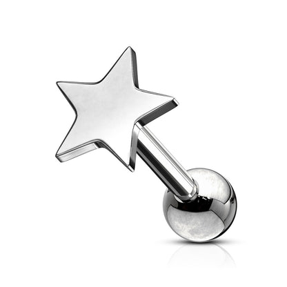 Melchior Jewellery sterling silver star cartilage earring polished star barbell with ball back ideal for pierced ear