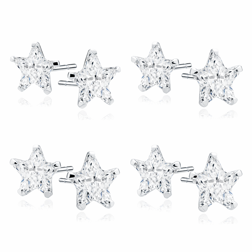 Melchior Jewellery sterling silver star stud earrings sparkle with clear crystal detailing in a star shape for women