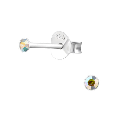 Melchior Jewellery sterling silver tiny stud earrings for children with iridescent crystal stones