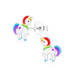 Sterling silver unicorn earrings for kids with colourful manes and purple heart detail by Melchior Jewellery