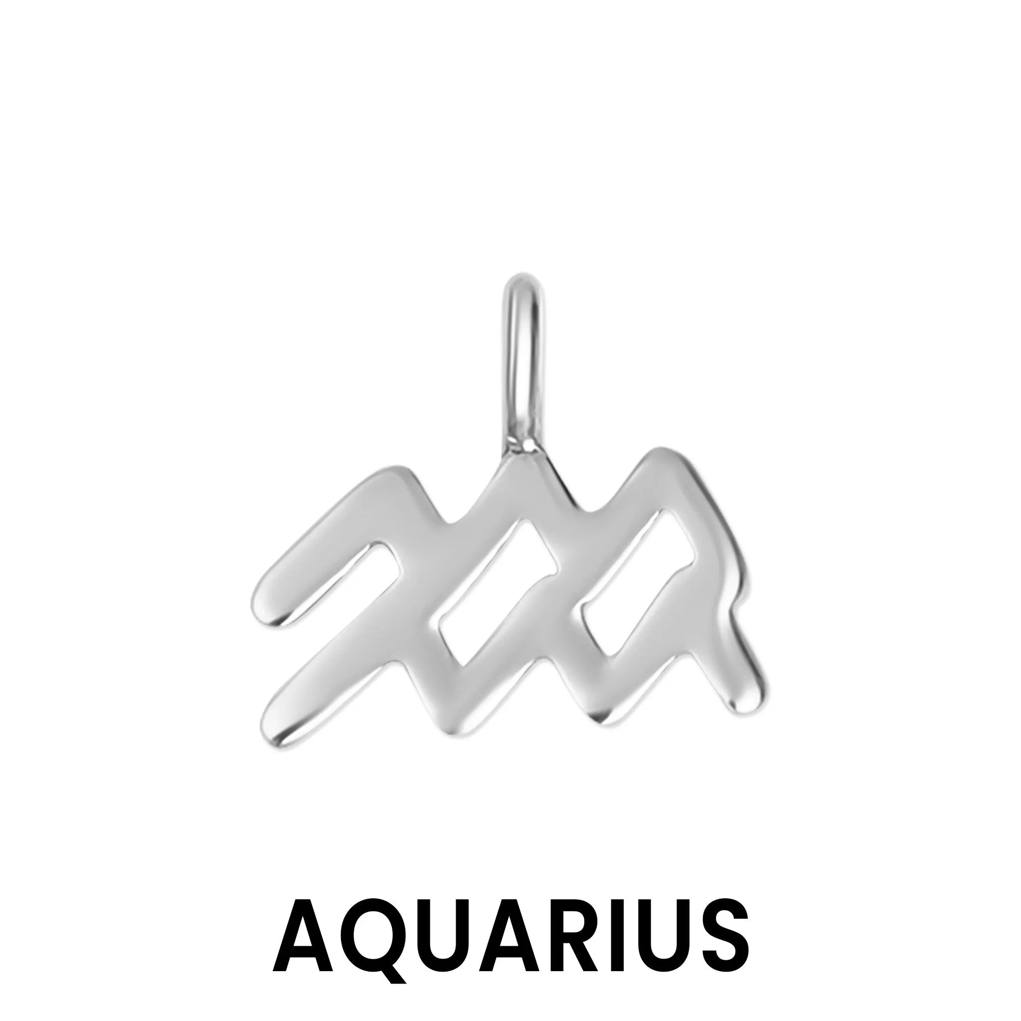 Sterling silver zodiac charm Aquarius symbol pendant from Melchior Jewellery in polished silver finish
