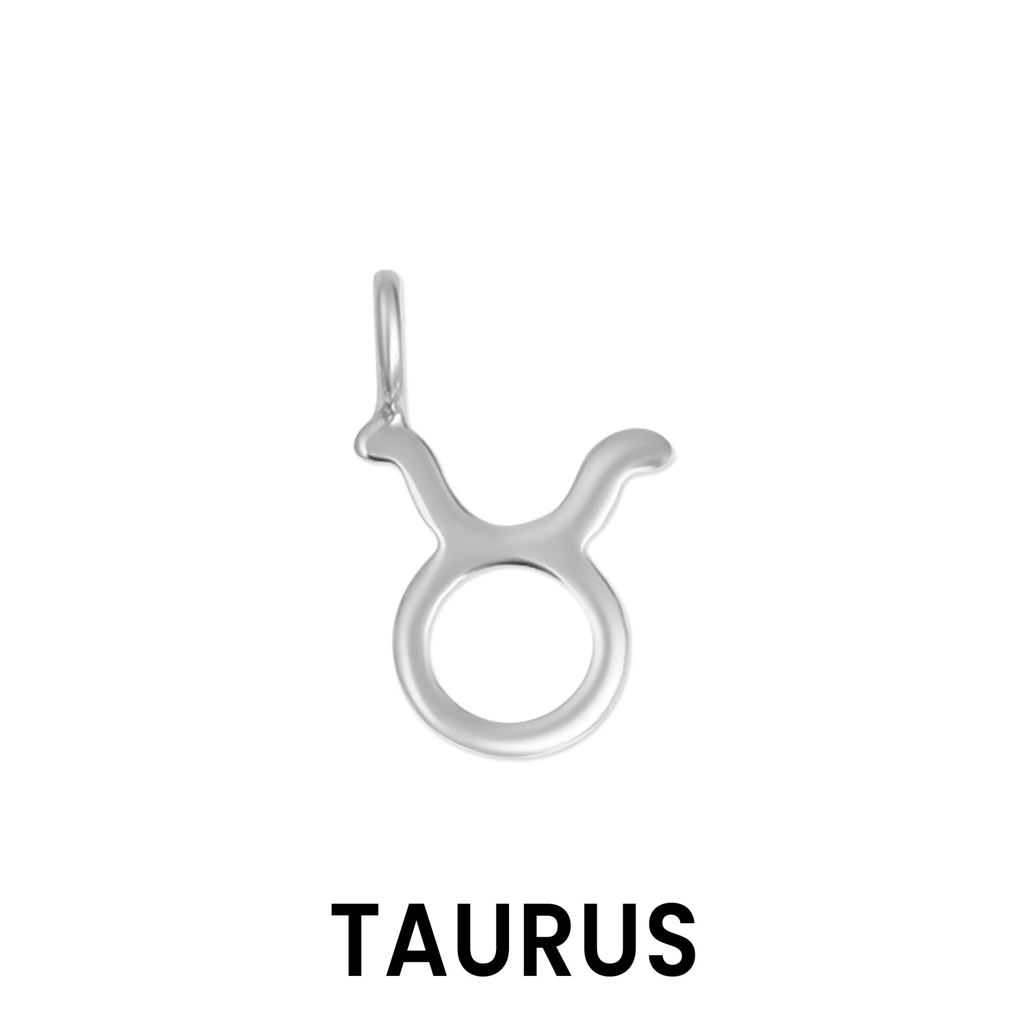 Sterling silver zodiac charm in Taurus design with smooth polished finish by Melchior Jewellery