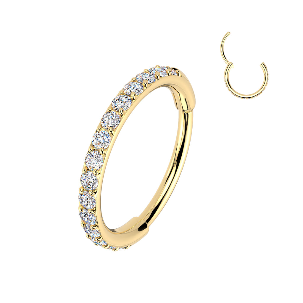 Melchior Jewellery gold tone surgical steel segment ring with crystals pave hoop for ear or nose piercing