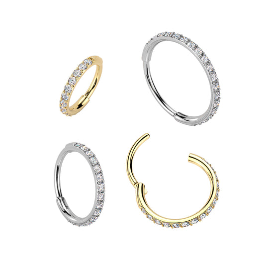 Melchior Jewellery surgical steel segment ring with crystals in gold and silver set of body jewellery