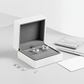 Melchior Jewellery tiny CZ stud earrings 2mm in silver displayed in an open white jewellery box