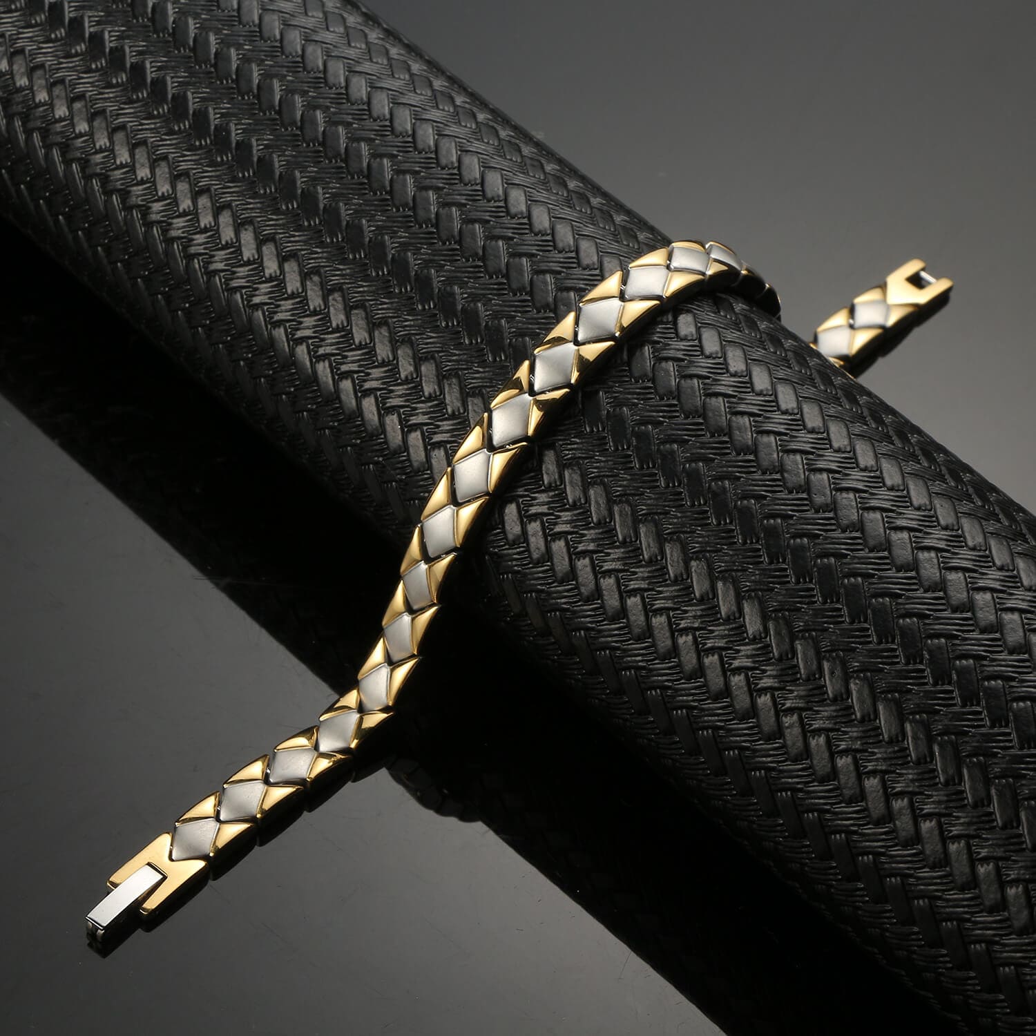 Two Tone Diamond Shape Stainless Steel Magnetic Bracelet - Melchior Jewellery 