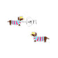 Melchior Jewellery sausage dog stud earrings for girls with colourful stripes and silver posts