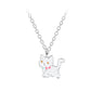 Melchior Jewellery white cat pendant necklace for kids with cute bow design and silver chain