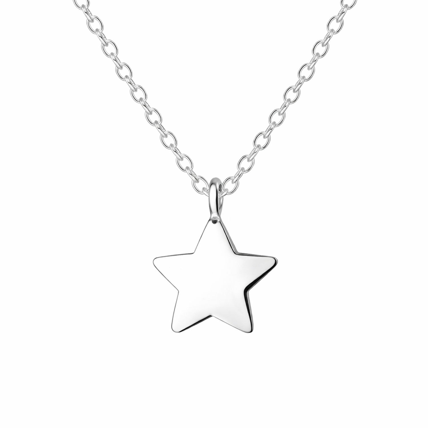 Melchior Jewellery womans plain star necklace sterling silver with polished star pendant and chain
