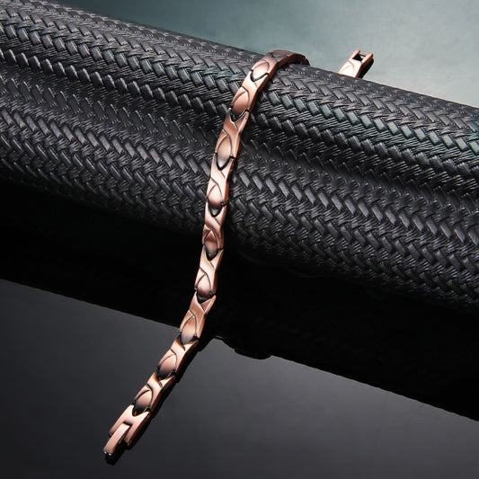 Melchior Jewellery womens copper magnetic bracelet in polished rose copper link design with secure clasp