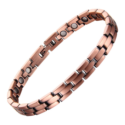 Melchior Jewellery womens copper magnetic therapy bracelet slim linked design with clasp and magnets