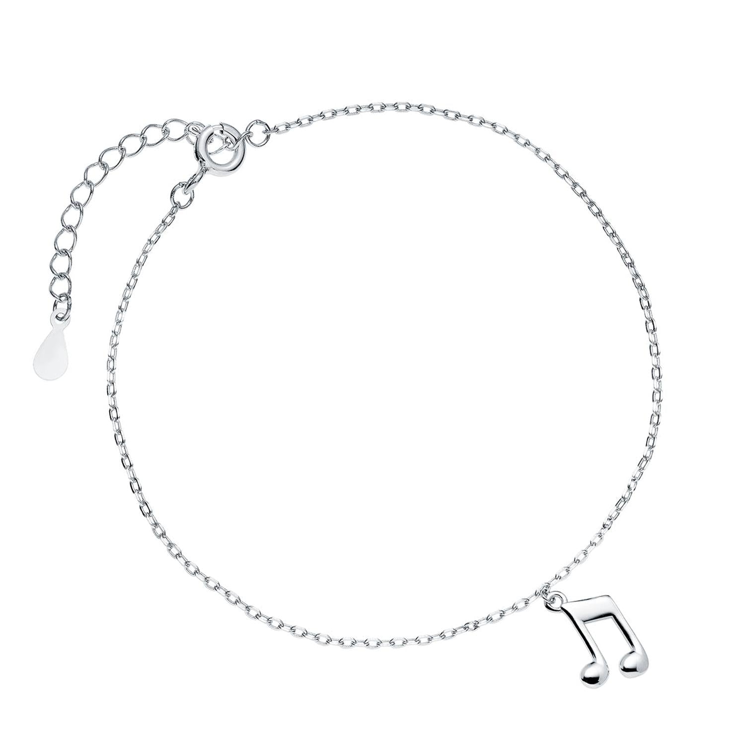 Sentiell sterling silver musical note charm bracelet with delicate chain and adjustable clasp