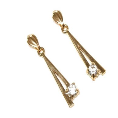 9ct Yellow Gold CZ Geometric Drop Earrings - Melchior Jewellery 