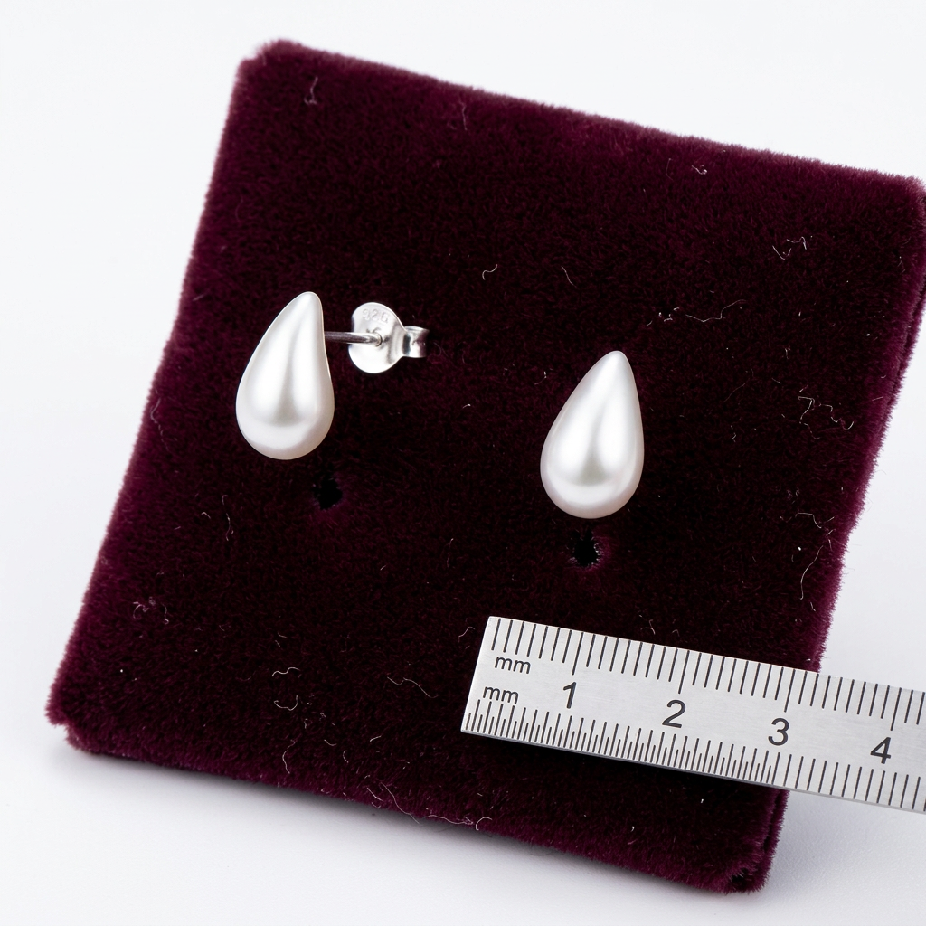 Sterling Silver Teardrop Stud Earrings Elegant Pearl - Melchior Jewellery 