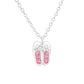 Melchior Jewellery childrens necklace with pink crystal ballet shoes pendant for kids on silver chain