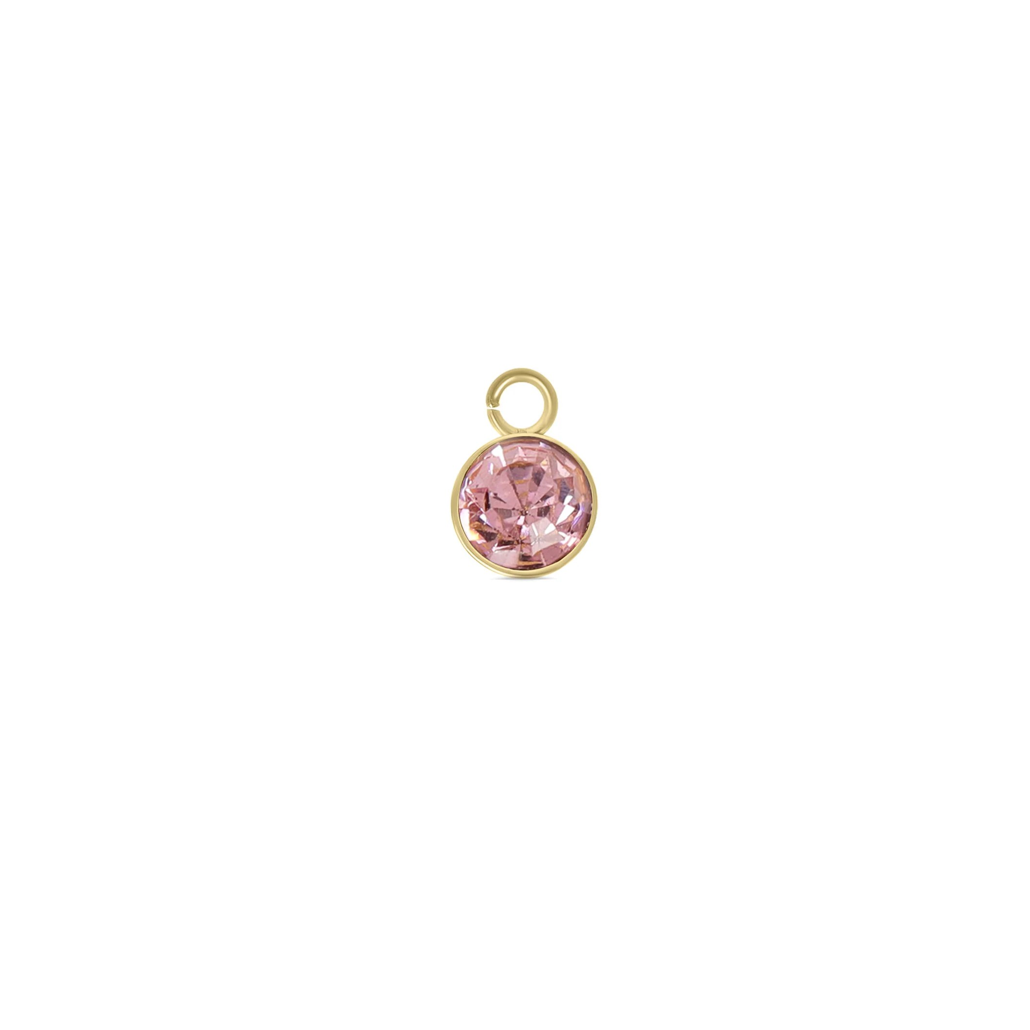 Melchior Jewellery stainless steel birthstone charm with pink stone and gold-tone setting