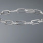 Sterling Silver Paperclip Link Chain Cubic Zirconia Bracelet