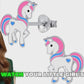 Sterling Silver Colourful Unicorn Stud Earrings for Kids