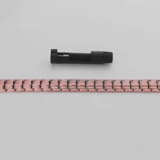Ladies Titanium Magnetic Bracelet - Bio Energy Wellness | Black shown in rose gold with link remover tool. Stylish wellness jewellery for women.
