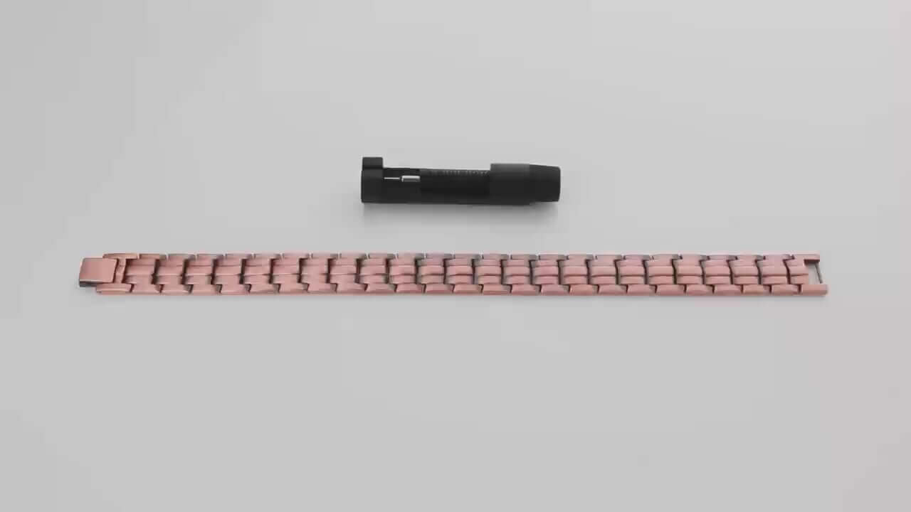 Ladies Titanium Magnetic Bracelet - Bio Energy Wellness | Black shown in rose gold with link remover tool. Stylish wellness jewellery for women.
