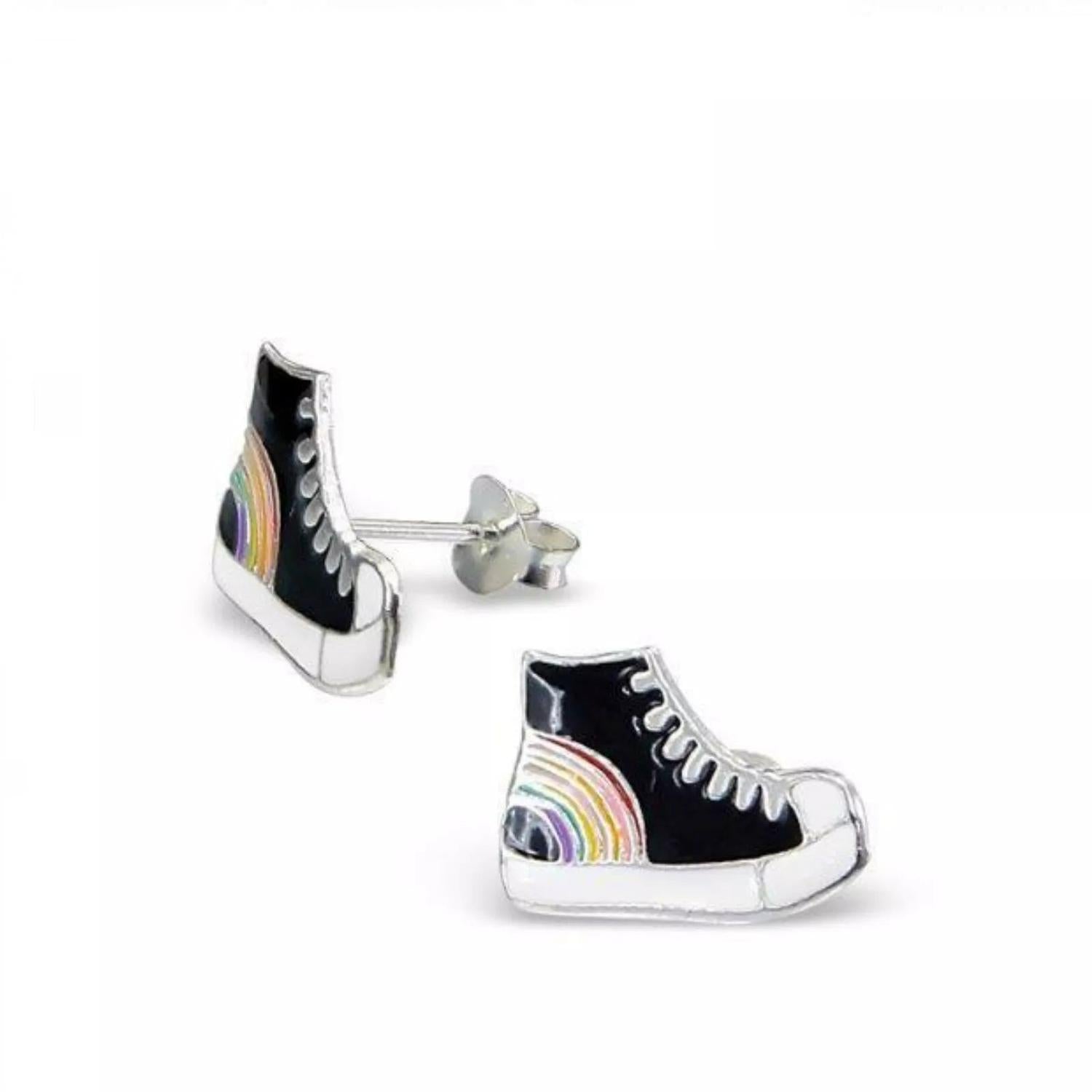 Childrens Girls Sterling Silver Baseball Boots Stud Earrings - Melchior Jewellery 
