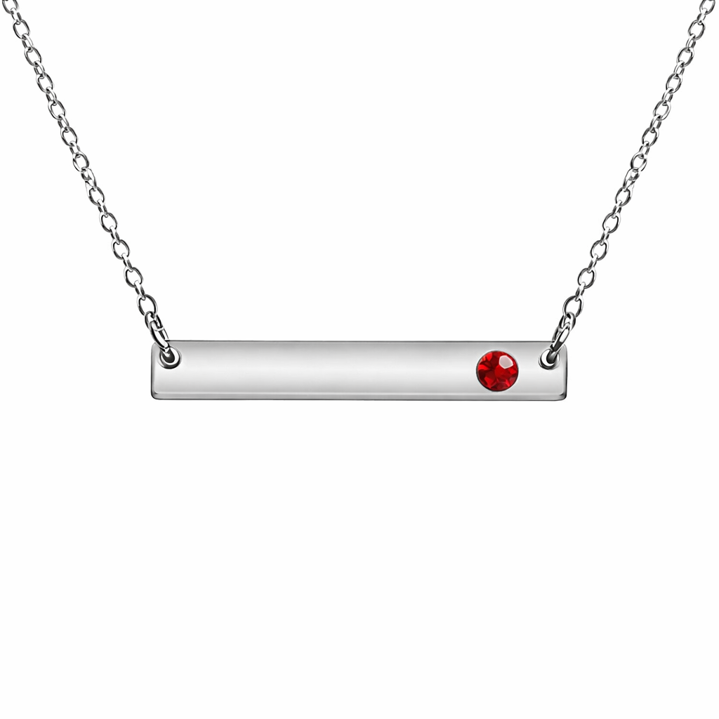 Stainless Steel Birthstone Bar Necklace - Melchior Jewellery 