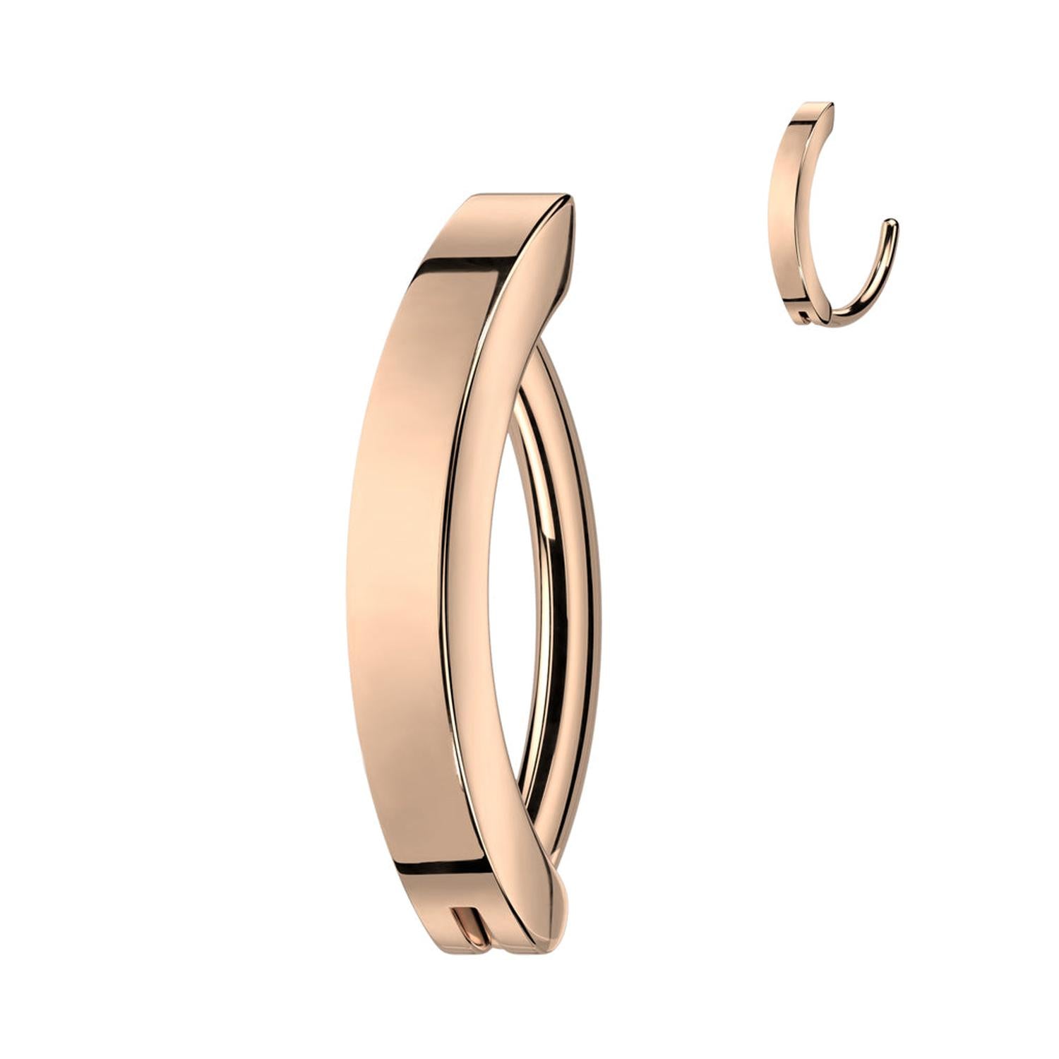 Rose gold coloured titanium belly button rings by Melchior Jewellery with sleek polished finish