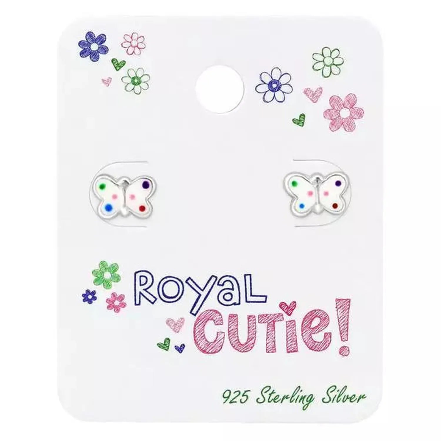 Children's Sterling Silver Spotted Butterfly Stud Earrings - Melchior Jewellery 