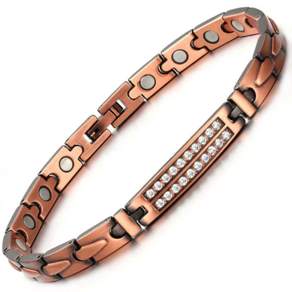 Ladies copper cubic zirconia magnetic bracelet