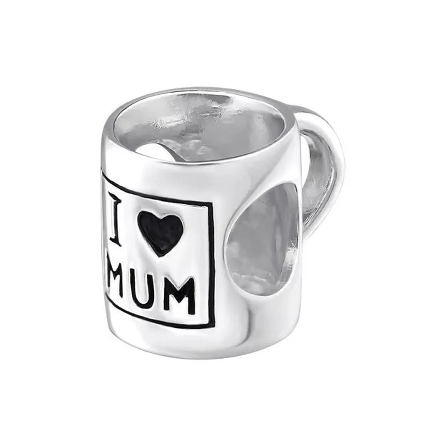 Sterling Silver "I Love Mum" Mug Charm Bead - Melchior Jewellery 